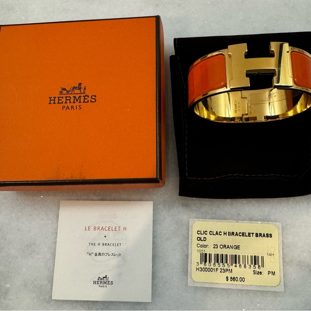 Hermes Clic Clac H Bracelet in Signature orange and gold